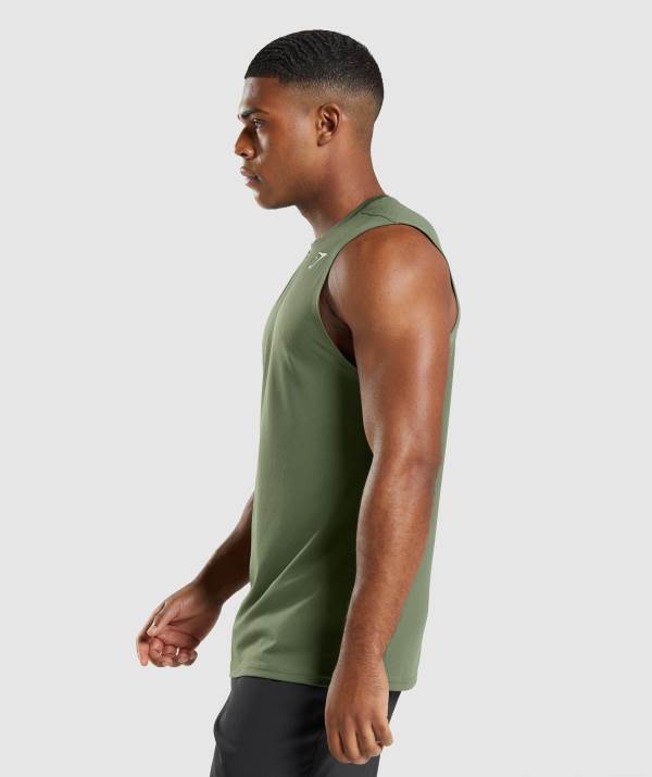 Panske Tricka Gymshark Arrival Sleeveless Olivovo Zelená | QK1758694